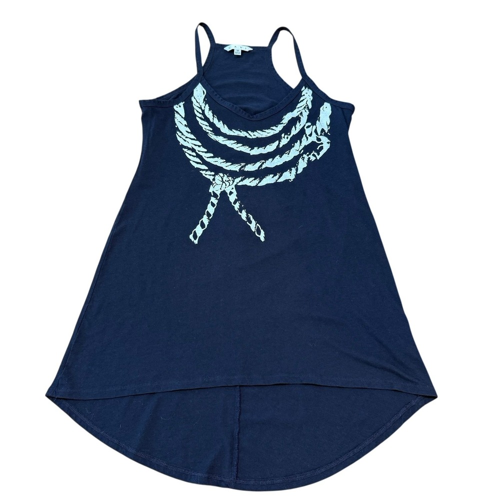 Cabi Dark Navy Rope Graphic Hi Lo Tank Nautical 90s Inspired Retro Size M